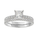 14K WHITE GOLD 1 3/4CT ROUND/PRINCESS DIAMOND LADIES BRIDAL SET (CENTER STONE PRINCESS DIAMOND 1CT)